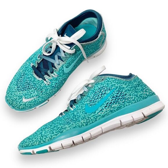 Nike Free 5.0 Tr Fit 4 Print Hyper Turquoise Space Blue Dusty Cactus Women’s 6.5 - Picture 4 of 12